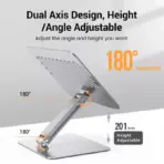 UGREEN Adjustable Laptop Stand – Aluminum, Silver, Compatible with 13"–17.3" Laptops, Foldable, 15KG Load, Ultra-Light 270g, Heat Dissipation Design - Image 10