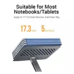 UGREEN Adjustable Laptop Stand – Aluminum, Silver, Compatible with 13"–17.3" Laptops, Foldable, 15KG Load, Ultra-Light 270g, Heat Dissipation Design - Image 5