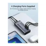 UGREEN USB-C To 7-Port USB-A 3.0 Hub With 4 Fast Charging Ports, DC 12V EU Adapter, 5Gbps Transfer Speed, LED Switches, Type-C Cable Included, Aluminum Shell - Image 5