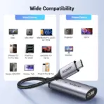 UGREEN USB-C to DisplayPort 8K Adapter Cable 10cm – Thunderbolt 4/3 Compatible, 8K@60Hz, HDR, G-Sync, FreeSync, Braided Design - Image 3