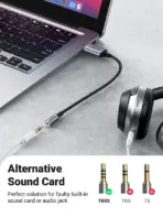UGREEN USB to 3.5mm Audio Adapter 25cm | DAC External USB Sound Card | Mic Supported | Aluminum Alloy | 24bit/96kHz Hi-Fi | Compatible with PS5, PC, Mac, Switch – 30757 - Image 5