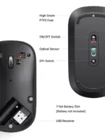 UGREEN MU001 Portable Wireless Mouse – Slim, Silent Click, 4000DPI, 2.4G USB, 18-Month Battery Life, Lightweight & Ergonomic – Compatible with Windows/macOS/Linux - Image 8