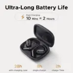 UGREEN FitBuds Black Open-Ear Wireless Earbuds with Bluetooth 6.0, Dual Connection, IPX5 Resistance, Metal-Silica Build, USB-C Fast Charging, Ambient-Aware Sports Design - Image 5