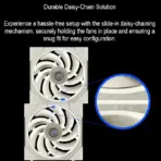 Lian Li UNI FAN TL 120 White Triple Pack With Controller, 90.1 CFM, 2600RPM, 28mm Frame, Dual-Zone RGB, Infinity Mirror, LCP Blades, Daisy-Chain, FDB Bearing, L-Connect 3 - Image 3