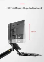 Sit Stand Workstation Wall Mount Height Adjustable Sit-Stand Converter for 22” -32” Screens with Keyboard Tray, VESA 75/100, Load Capacity from 3 – 9 kg - Image 6