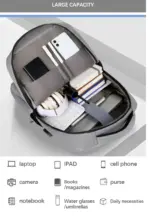 Business Slim Formal Laptop Backpack for up to 15.6 Inch - Durable Oxford Textile - USB Charging Port - Organized Compartments - Waterproof - Heavily Padded for Sensitive Electronics Impact Protection - GREY - Image 3