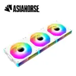 ASIAHORSE DAWN FS ARGB 120mm PWM Fans 3-Pack – Forward White, Daisy-Chain Design, 800-2000RPM, 80CFM Airflow, FDB Bearing, 24 ARGB LEDs, 50,000h Lifespan