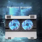 Aluminum Alloy Gaming Laptop Cooler Cooling Pad | 2 Quiet Fans | Support Up to 17.3 Inch Heavy Notebook, Laptop | 5 USB PORTS | 2 Big fans | 380 x 285 x 70 mm | Silver - Image 3