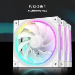 DeepCool FL12 - 3 IN 1 ARGB PWM Fan Kit, 120mm x3, 500–2150 RPM, 55 CFM, ≤32 dB, Fluid Dynamic Bearing, 36 Gen2 LEDs, PBT Frame, 8-Pin Daisy Chain, Anti-Vibration Pads | WHITE - Image 2