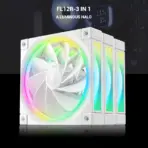 DeepCool FL12R 120mm 3 Fans ARGB Reverse Blade , 500–2150 RPM, 55 CFM, ≤33.9 dB, Fluid Dynamic Bearing, Gen2 LEDs, PWM + ARGB Sync 8-Pin, Anti-Vibration, Durable PBT Frame | WHITE - Image 2