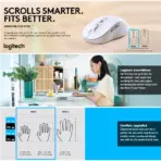 Logitech Signature Plus M750 Wireless White Mouse, Bluetooth & Logi Bolt , for Small to Medium Hands, SilentTouch, SmartWheel, 6 Buttons, Up To 24-Month Battery, Multi-Device, Recycled Plastic, for Windows - macOS - Linux - ChromeOS - iPadOS - Android |  WHITE - Image 2