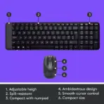 Logitech MK220 Wireless Keyboard And Mouse Combo – Compact Design, Spill-Resistant Keys, Ambidextrous Optical Mouse, 10 m Range, 24-Month Battery Life, USB 2.4GHz  Receiver, Supports Windows & ChromeOS | BLACK - Image 2