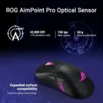 ASUS ROG Keris II Origin Wireless Gaming Mouse – Right-Handed Ergonomic, 65g, Tri-Mode Connectivity, 42K DPI, up to 127Hr Battery, ROG AimPoint Pro Sensor RGB 3-Zone Lighting 8000Hz Polling Rate Paracord PTFE Feet, Web-Based Configuration, PC/Mac Support | BLACK ~ 90MP04A0-BMAA00 - Image 8