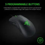 Razer DeathAdder Essential Optical Esports Gaming Mouse | 6400 DPI Precision Sensor | 5 Programmable Buttons | Mechanical Switches 10M Clicks | Ergonomic Right-Handed Design  | BLACK - Image 8