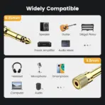UGREEN 6.35mm To 3.5mm Stereo Audio Adapter With 24K Gold-Plated Brass Copper Build, Plug And Play Design For Headphones, Guitars, Digital Pianos, Amps And Speakers - Image 6