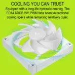 DeepCool FD12 ARGB 120mm Fan 3-Pack with Daisy Chain 8-Pin Cable, PWM Control, 63.6 CFM Airflow, Gen 2 Addressable RGB, Quiet Hydraulic Bearings | WHITE - Image 3
