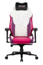APEX SEAT TOKYO-GT Gaming Chair : Pro Racing Throne With Leather+Velvet+Suede Shell , 4D Armrest ,  Frog Mechanism & Class-4 Gas Lift , 90–141° Recline, 160 Kgs Max , Lumbar Pillow and Magnetic Headrest Included | WHITE & MAGENTA VARIANTS ~ AP-2108R - Image 18