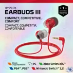HyperX Cloud Earbuds III Wired Gaming Earbuds, 14.3mm Dynamic Drivers, 3.5mm Angled Plug, Inline Mic & Controls, XS-L Tips, PC, Switch & Console Controller Compatible | RED 