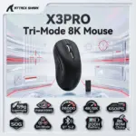 ATTACK SHARK X3PRO 8K Tri-Mode Gaming Mouse, PAW3395 Sensor, 26000 DPI, 4K/8K Polling, 59g Superlight, 200H Battery, Kailh GM8.0, BT5.2 | BLACK