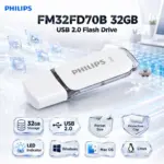 Philips 32GB USB 2.0 Flash Drive, Snow Edition, Shadow Grey, Pocket Storage, LED Activity Indicator, Protective Cap, Windows/Mac/Linux | FM32FD70B