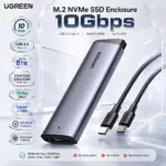 UGREEN M.2 NVMe SSD Enclosure, USB 3.2 Gen 2 10Gbps, Up To 8TB threshold, 2230/2242/2260/2280 Support, Aluminum, UASP/Trim, For Windows/Mac/Linux/Android/iOS