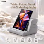 UGREEN Tablet Pillow Stand, 3 Viewing Angles, Portrait and Landscape Support, Washable Cover and Side Pocket, for 4.7–13-Inch Tablets, Phones and E-Readers | GREY ~ 60646