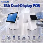 HAIXUN 15A Dual-Display POS Terminal With 15.6-Inch 10-Point Touchscreen, Customer VFD Display, Core i5, 8GB RAM, 256GB M.2 SSD, COM and 4 USB Ports | WHITE