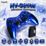 HAVIT 2.4GHz Wireless Gamepad With Dual Vibration, 12 Buttons, Digital and Analog Modes, Turbo Function, 5–20m Range and PC, PS1, PS2 and PS3 Support | Indigo Blue ~ HV-G89W 