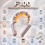 F100 Intelligent Neck Massager With Heat, Vibration, Infrared Warmth, EMS/TENS Micro-Current, 10 Modes, 16 Levels, Remote Control, Voice Guide, USB-C Rechargeable