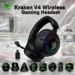 Razer Kraken V4 Wireless Gaming Headset, 2.4GHz, Bluetooth, USB Wired, THX Spatial Audio, 40mm TriForce Titanium Drivers, 9-Zone RGB, PC, Mac, PS5, Switch, Steam Deck | OPEN BOX