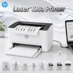 HP Laser 108a Mono (BLACK & WHITE) Laser Printer, A4, USB 2.0, 20 ppm, 1200 dpi, 150-Sheet Input, Manual Duplex, 110A Toner, 64 MB Memory, 400 MHz, Compact Business Design  | WHITE ~ 4ZB79A
