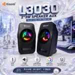 Kisonli L-3030 RGB Multimedia Speakers, Dual 3W Output, AUX Audio Input, USB DC 5V Power, Compact 80 × 60 × 130mm Design for PCs, Laptops, Gaming Setups and Everyday Desktop Audio