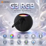 Kisonli G3 Portable Bluetooth RGB Speaker 5W Wireless Audio System with TWS Pairing, FM Radio, AUX Input, TF Card & USB Playback, IPX4 Protection, 500mAh Battery, Black