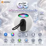 Kisonli G3 White Mini Portable Bluetooth Speaker With 5W Output, RGB Lighting, FM Radio, TWS, AUX, USB And TF Playback, IPX4 Protection, Calls, 2–5-Hour Battery And Micro-USB Charging