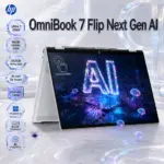 HP OmniBook 7 Flip Next Gen AI : Intel® Core Ultra 7 256V | 16GB DDR5x RAM ; 512GB NVMe SSD | 16-inch 2K TouchScreen | Intel® Arc 140V GPU (8GB) | Backlit Keyboard | Windows 11 | Glacier silver ~ 16-au0070wm