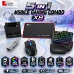 X8 5-In-1 Mobile Gaming Combo Pack With RGB Mini Keyboard, Gaming Mouse, Mobile Holder, Gaming Adapter & Mouse Pad for Enhanced Smartphone Gaming Control