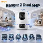 IMOU Ranger 2 Dual 6MP Indoor Security Camera, Dual 3MP Lenses, Dual-Band Wi-Fi 6, 355° Pan & Tilt, Human and Pet Detection, Two-Way Audio, 15m Night Vision, ONVIF , Supports 512GB microSD