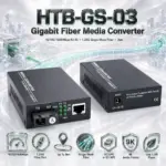 HTB-GS-03 Gigabit Fiber Media Converter, 10/100/1000Mbps RJ-45 to 1.25G Single-Mode SC Fiber, Up to 3km, 9K Jumbo Frames, Low Delay and External Power