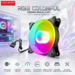 COOLMOON RGB Colorful 120mm Molex Case Fan, 1200 RPM, 37.5 CFM, 20 dBA, Hydraulic Bearing, 40,000-Hour Life, Automatic 10+ Lighting Modes, Black & White