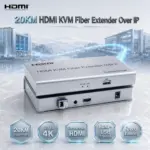 HDMI KVM Fiber Extender Over IP 20KM, Up To 4K Uncompressed Video, USB And Control Signal Transmission, Zero-Latency Long-Distance Connectivity For Campus And Cross-Building Networks