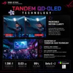 ASUS ROG Strix OLED XG32UQDMS 31.5-Inch 4K QD-OLED Gaming Monitor, 240Hz, 0.03ms, HDR True Black 400, 99% DCI-P3, Dual HDMI 2.1, G-SYNC, FreeSync Premium Pro and OLED Care Pro - Image 3
