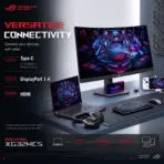 ASUS ROG Strix XG32WCS 31.5-Inch QHD 1500R Fast VA Gaming Monitor, 180Hz, 1ms GtG, HDR400, ELMB Sync, FreeSync, USB-C DP Alt Mode, DisplayPort 1.4 and HDMI 2.0 - Image 8
