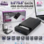 ENC-3.5-3.0-2IN1 2-In-1 2.5/3.5-Inch SATA HDD Enclosure With USB 3.0, Up To 6Gbps SATA III, UASP, 18TB Support, Tool-Free Installation, LED Indicator, Power Switch, And 12V Adapter