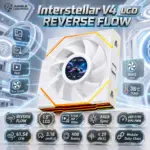 Jungle Leopard Interstellar V4 LCD 120mm Modular ARGB WHITE Fan With 1.5-Inch LCD, Image/GIF/Video Display, 600–2100 RPM PWM, HDB Bearing, 61.54 CFM, 3.18 mmH₂O | FORWARD FLOW