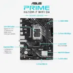 ASUS PRIME H610M-F WIFI D4 Micro-ATX Motherboard With LGA 1700, Intel 14th/13th/12th Gen Support, 64GB DDR4-3200, PCIe 4.0 x16, WiFi 6, Bluetooth 5.3, Dual HDMI, M.2 And 1Gb LAN - Image 3