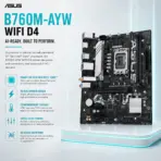 ASUS B760M-AYW WIFI D4 Micro-ATX Motherboard, LGA 1700, 2 x DIMMs DDR4 5333Mhz (OC), PCIe 4.0, Dual M.2 64Gbps, WiFi 6, Bluetooth 5.2, 2.5Gb Ethernet, HDMI 2.1, 14th / 13th / 12th Gen  - Image 3