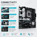 ASUS PRIME B760M-A D4 Micro-ATX Motherboard, LGA 1700, 4x DDR4 5333(OC), PCIe 4.0, Dual M.2 64Gbps, 2.5Gb Ethernet, Dual HDMI 2.1, DisplayPort, Front USB-C, 14th / 13th / 12th Gen - Image 9