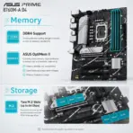 ASUS PRIME B760M-A D4 Micro-ATX Motherboard, LGA 1700, 4x DDR4 5333(OC), PCIe 4.0, Dual M.2 64Gbps, 2.5Gb Ethernet, Dual HDMI 2.1, DisplayPort, Front USB-C, 14th / 13th / 12th Gen - Image 6