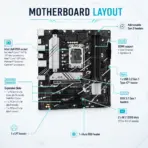 ASUS PRIME B760M-A D4 Micro-ATX Motherboard, LGA 1700, 4x DDR4 5333(OC), PCIe 4.0, Dual M.2 64Gbps, 2.5Gb Ethernet, Dual HDMI 2.1, DisplayPort, Front USB-C, 14th / 13th / 12th Gen - Image 4