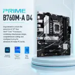 ASUS PRIME B760M-A D4 Micro-ATX Motherboard, LGA 1700, 4x DDR4 5333(OC), PCIe 4.0, Dual M.2 64Gbps, 2.5Gb Ethernet, Dual HDMI 2.1, DisplayPort, Front USB-C, 14th / 13th / 12th Gen - Image 3